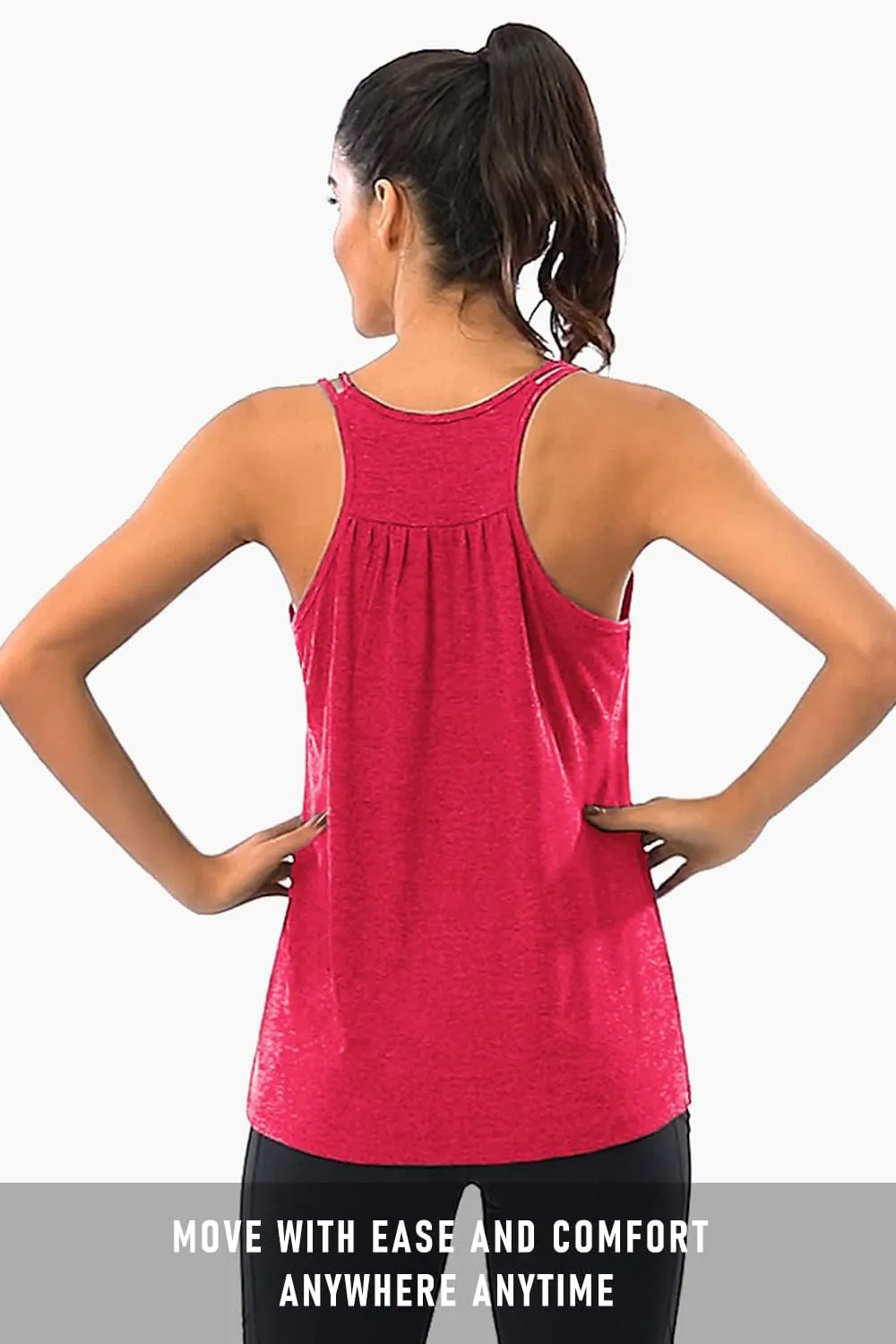 Hibelle Womens Scoop Neck Cute Racerback Yoga Workout Tank Top