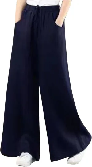 High Solid Fashion Waist Women's Wide Color Wash Trousers Pants Leg Plus Size Pants Women Plus Size Camouflage Clothes