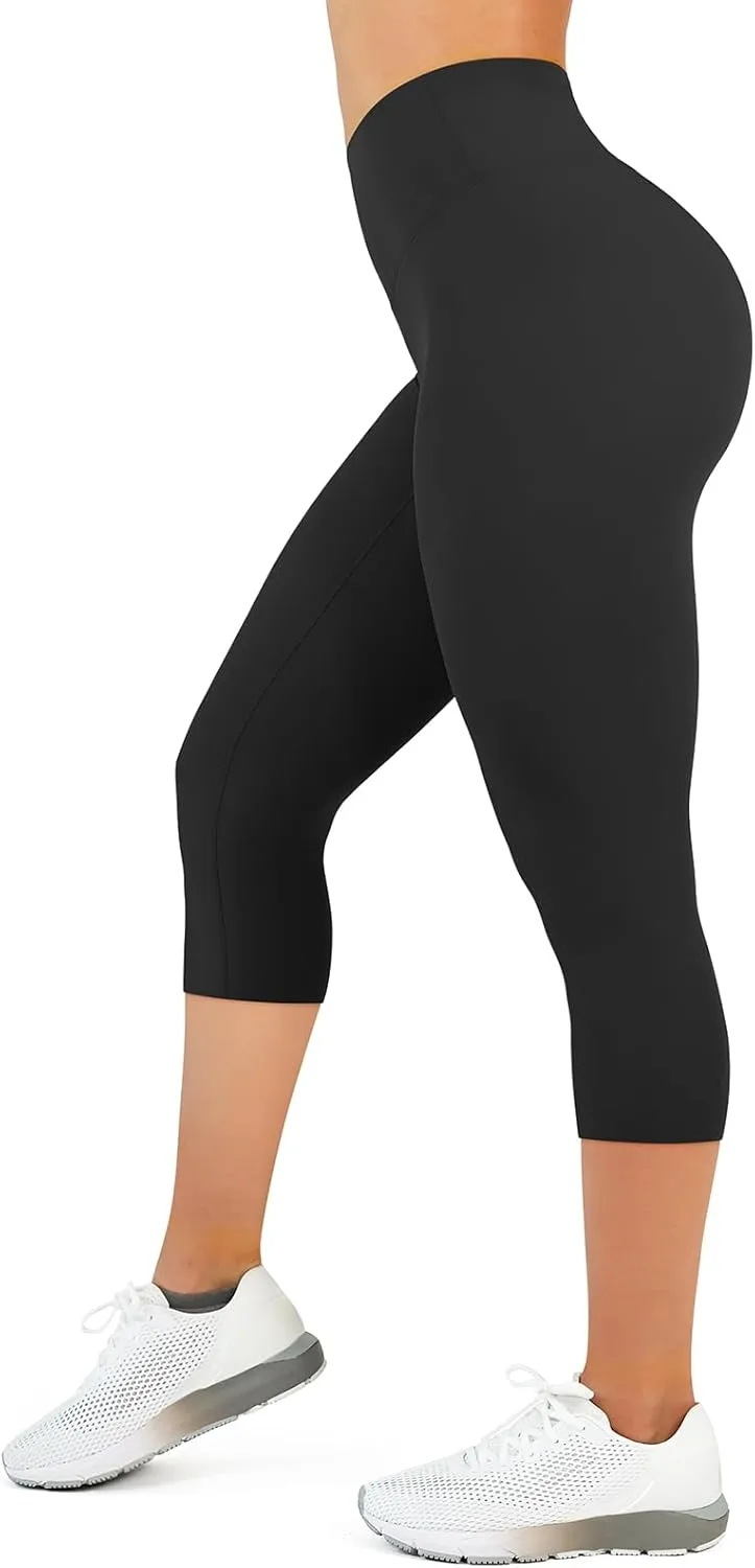 High Waisted Leggings for Women - No Front Seam Tummy Control Yoga Pants for Workout Running No See Through