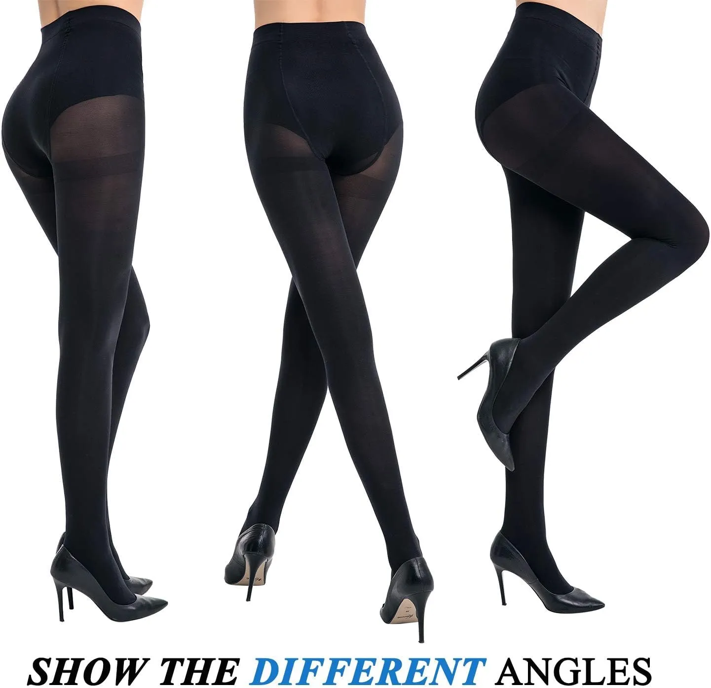 HONENNA Women's Control Top High Elastic Soft Opaque Pantyhose Tights