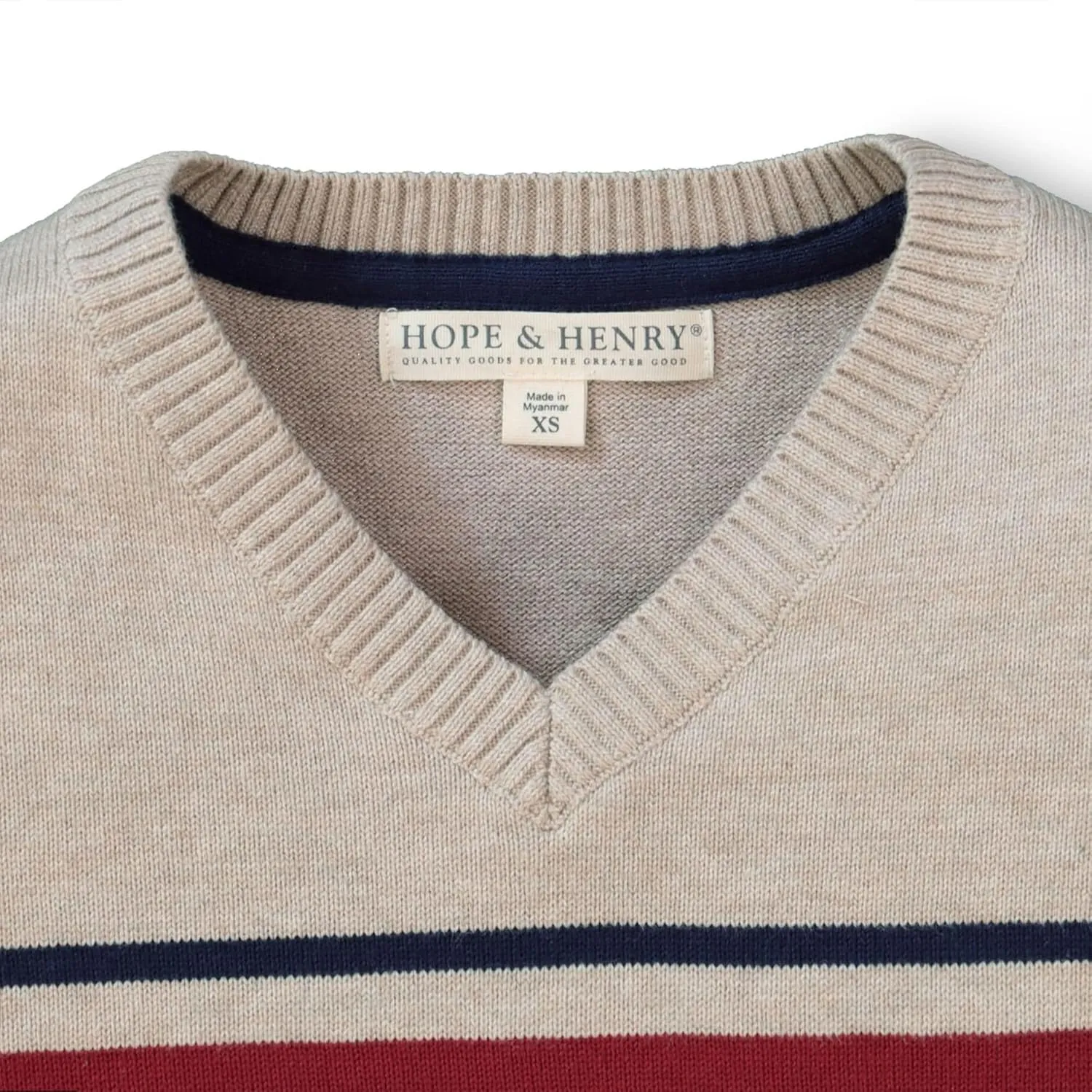 Hope & Henry Boys' Long Sleeve Fine Gauge V-Neck Sweater