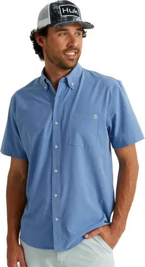 HUK Men's Kona Solid Short Sleeve Fishing Button Down Shirt