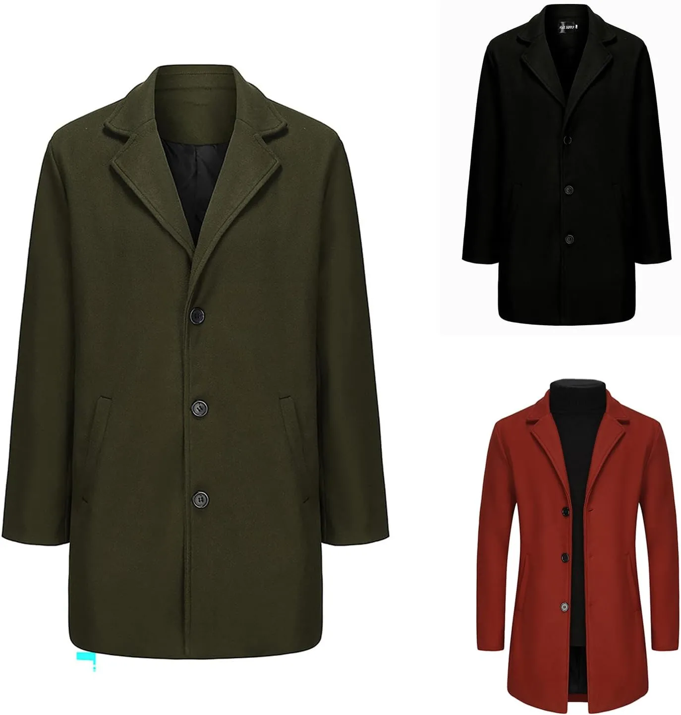 Hulpvktsgiq Men's Casual Trench Coat Hooded Windbreaker Oversized Jacket Overcoat Double Breasted Pea Coat wih Pockets