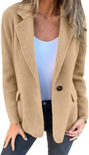 IDEALSANXUN Wool Blazer for Women Fall Winter Wool Coat Peaoat Jacket Cropped Trench Coat