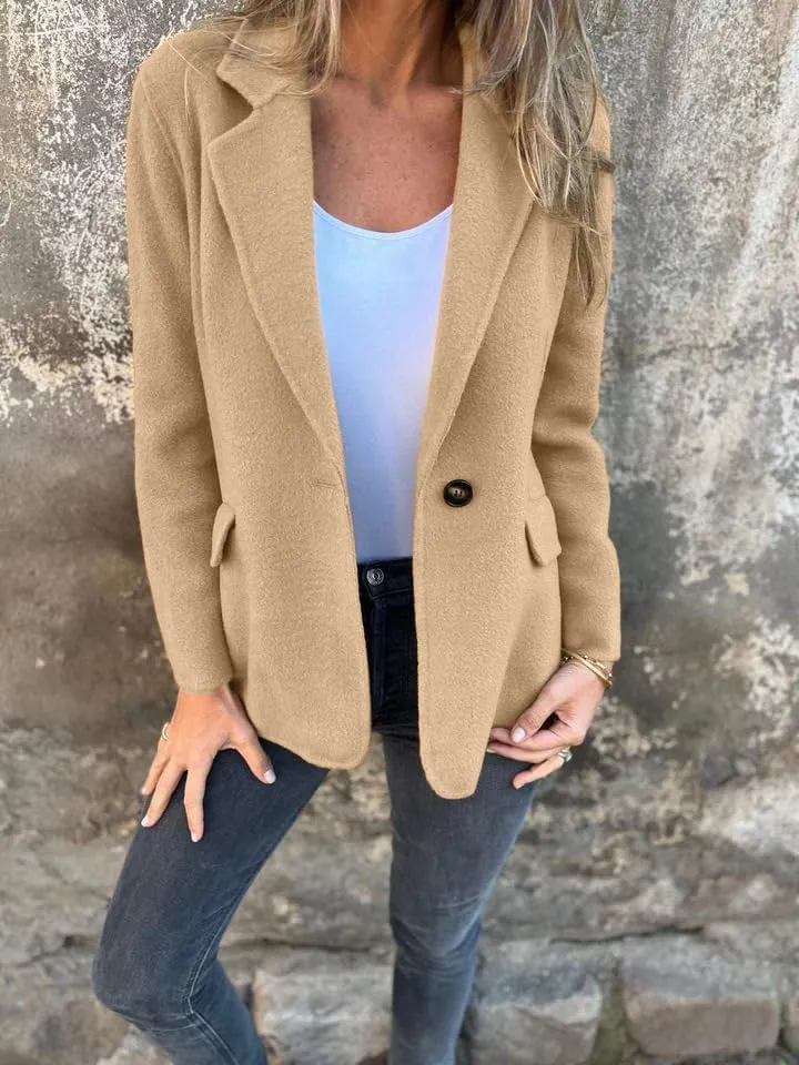 IDEALSANXUN Wool Blazer for Women Fall Winter Wool Coat Peaoat Jacket Cropped Trench Coat