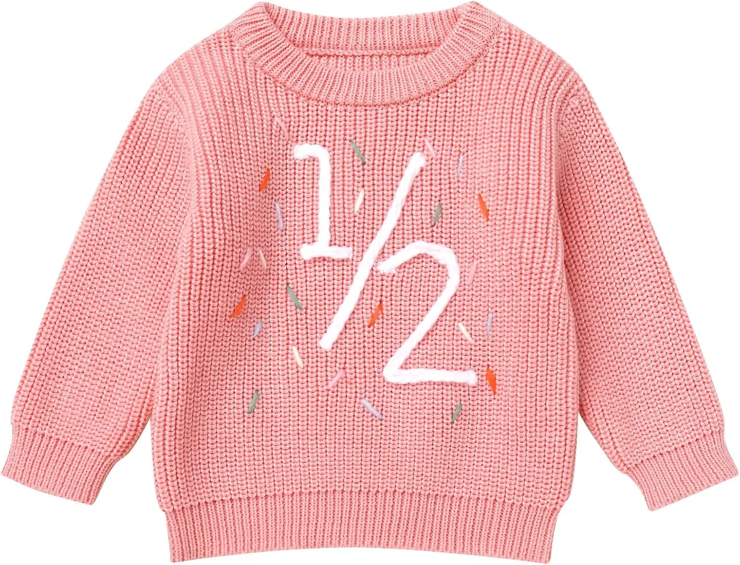 IDOPIP Toddler Baby Girls First Birthday Outfit Boho Embroidery One Sweater Top Knit Pullover Sweatshirt Fall Winter Clothes