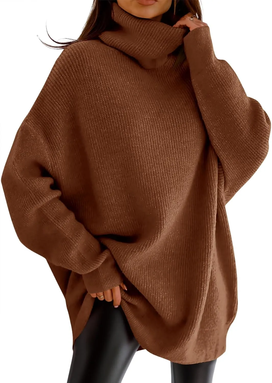 imesrun Womens Turtleneck Oversized Sweater Batwing Chunky Pullover Sweater Casual Fall Loose Knit Jumper Top