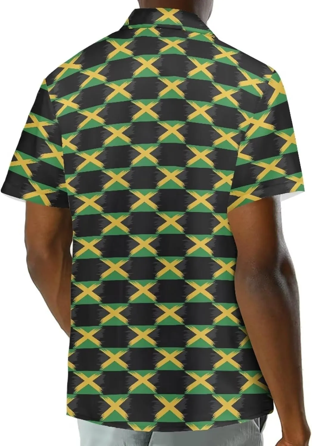 Jamaican 2 Piece Set Couple Outfits Women Jamaica Flag Short Sleeve Skinny Slim Dress Men's Shirt