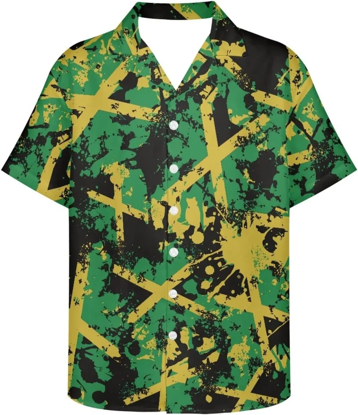 Jamaican 2 Piece Set Couple Outfits Women Jamaica Flag Short Sleeve Skinny Slim Dress Men's Shirt