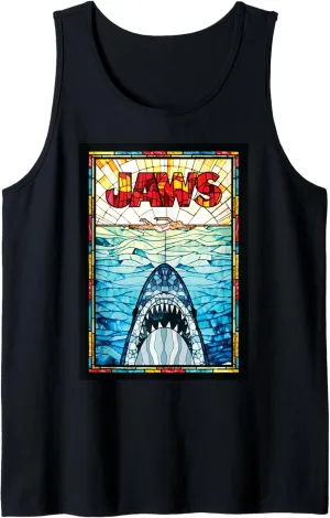 Jaws 50th Anniversary Poster Stained Glass Front & Back Tank Top