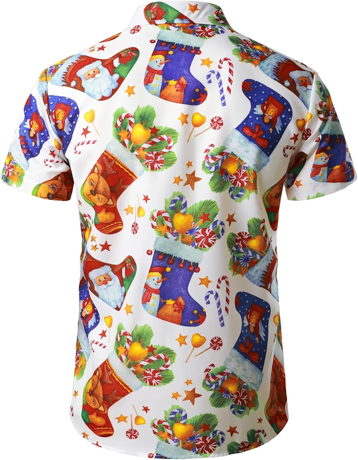 JOGAL Men's Christmas Shirt Santa Claus Party Flamingo Casual Hawaiian Shirts