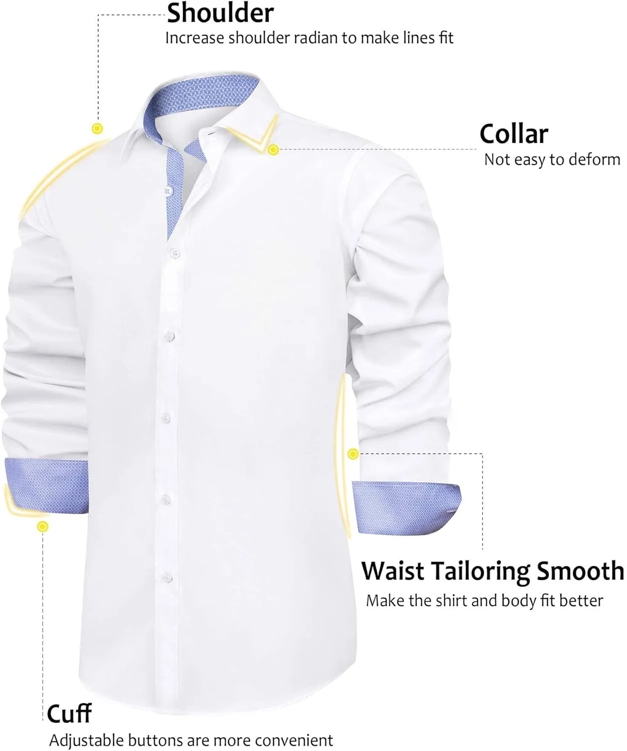 J.VER Men's Casual Long Sleeve Stretch Dress Shirt Wrinkle-Free Regular Fit Button Down Shirts