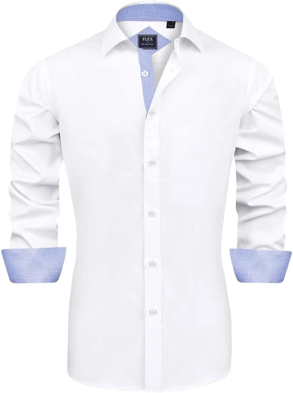 J.VER Men's Casual Long Sleeve Stretch Dress Shirt Wrinkle-Free Regular Fit Button Down Shirts