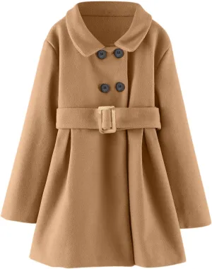 KAGAYD Toddler Girls Trench Coat Baby Girl Woolen Coat Girl Dress Coat Peacoat Winter Fall Outerwear
