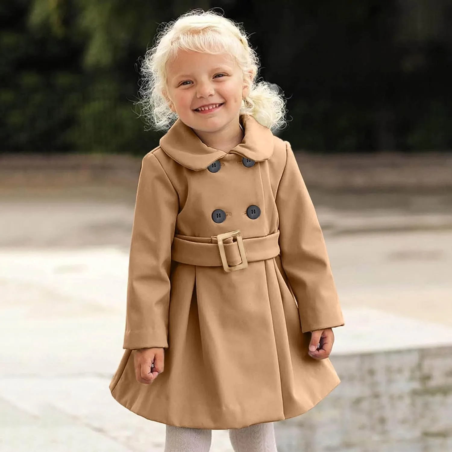KAGAYD Toddler Girls Trench Coat Baby Girl Woolen Coat Girl Dress Coat Peacoat Winter Fall Outerwear