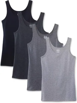 Kalon Women's 4-Pack Scoop Neck Tank Top Base Layer