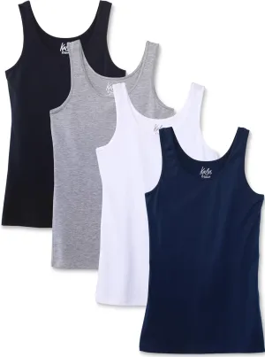 Kalon Women's 4-Pack Scoop Neck Tank Top Base Layer