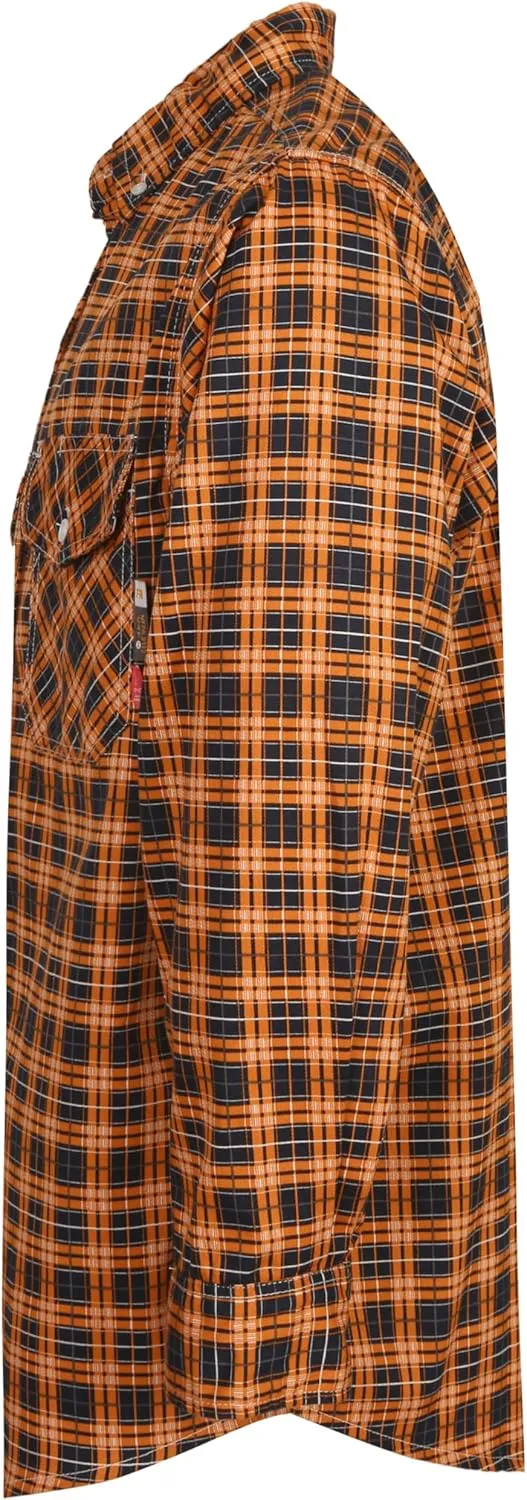 KONRECO FR Shirts for Men 100% Cotton 6.5oz Fire Resistant Lightweight Men's Plaid Work Shirts
