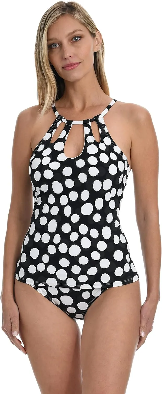 La Blanca Womens High Neck Keyhole Tankini Swimsuit Top
