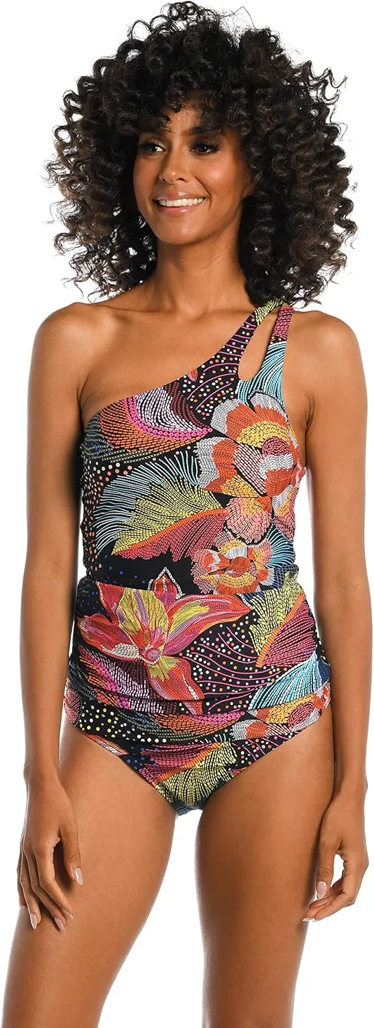 La Blanca Women's Standard One Shoulder Keyhole Tankini Swimsuit Top