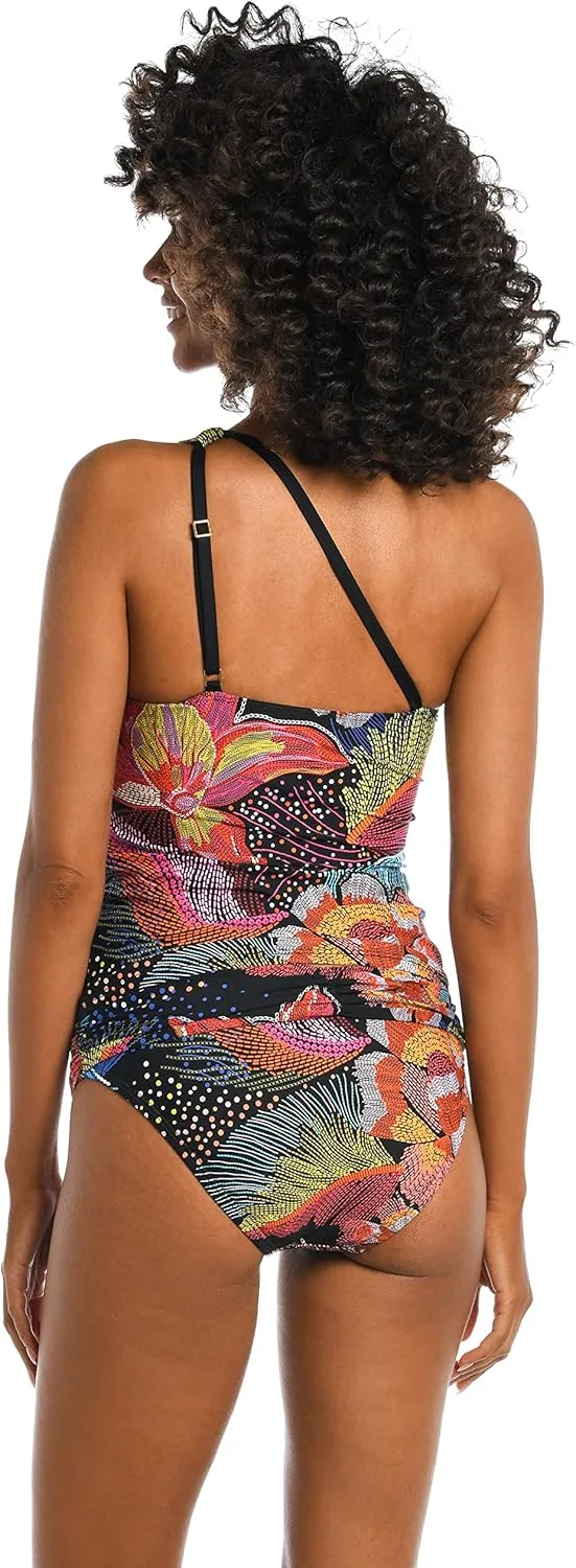 La Blanca Women's Standard One Shoulder Keyhole Tankini Swimsuit Top
