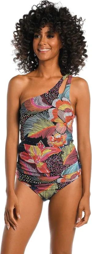 La Blanca Women's Standard One Shoulder Keyhole Tankini Swimsuit Top