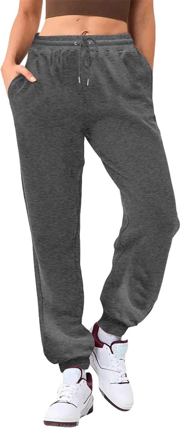 Ladies Solid Color Drawstring Elastic Waist Casual Loose Foot Fleece Sweatpants Pant Suits for Women Plaid Pants Casual