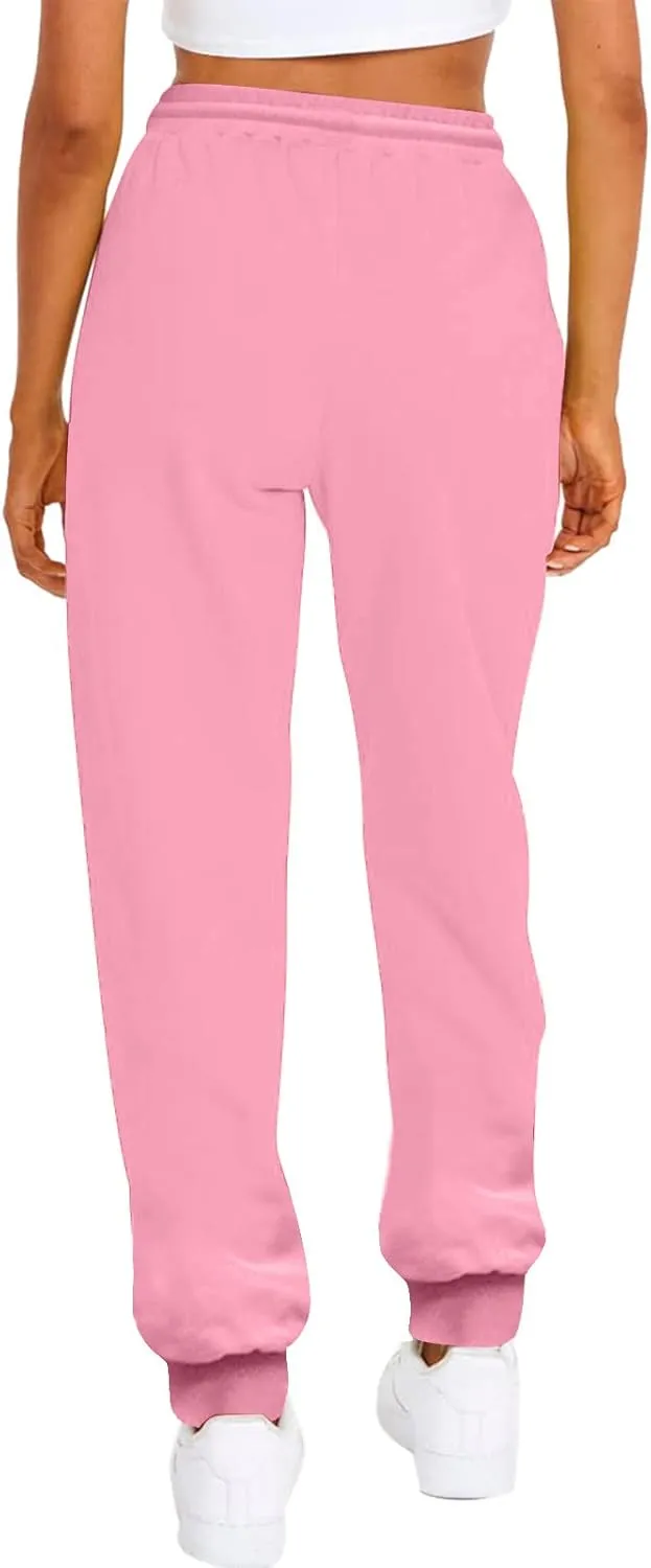 Ladies Solid Color Drawstring Elastic Waist Casual Loose Foot Fleece Sweatpants Pant Suits for Women Plaid Pants Casual