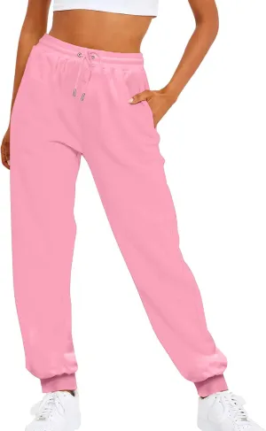 Ladies Solid Color Drawstring Elastic Waist Casual Loose Foot Fleece Sweatpants Pant Suits for Women Plaid Pants Casual