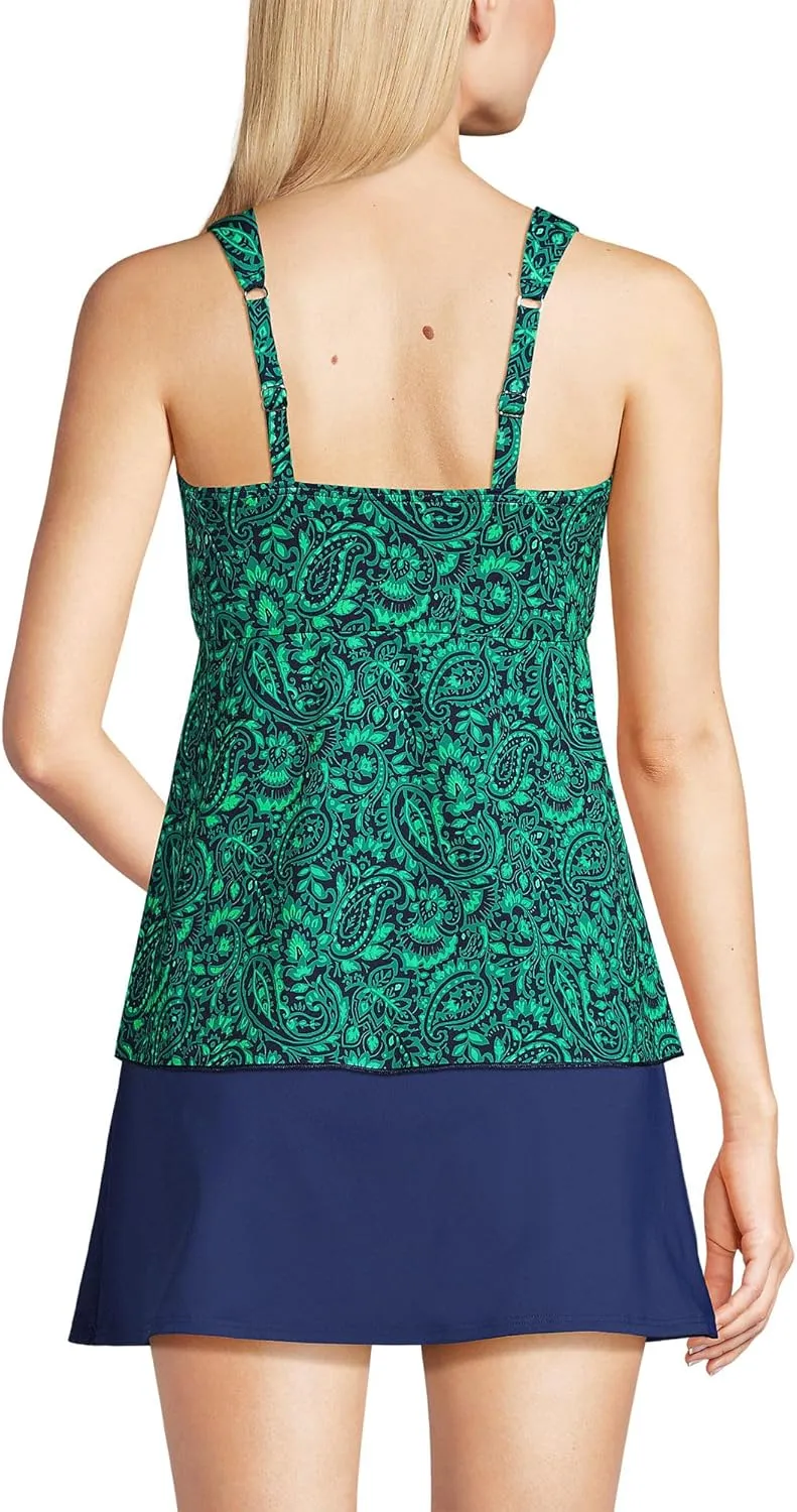 Lands' End Women's Adjustable Scoop Neck Flutter Tankini Top