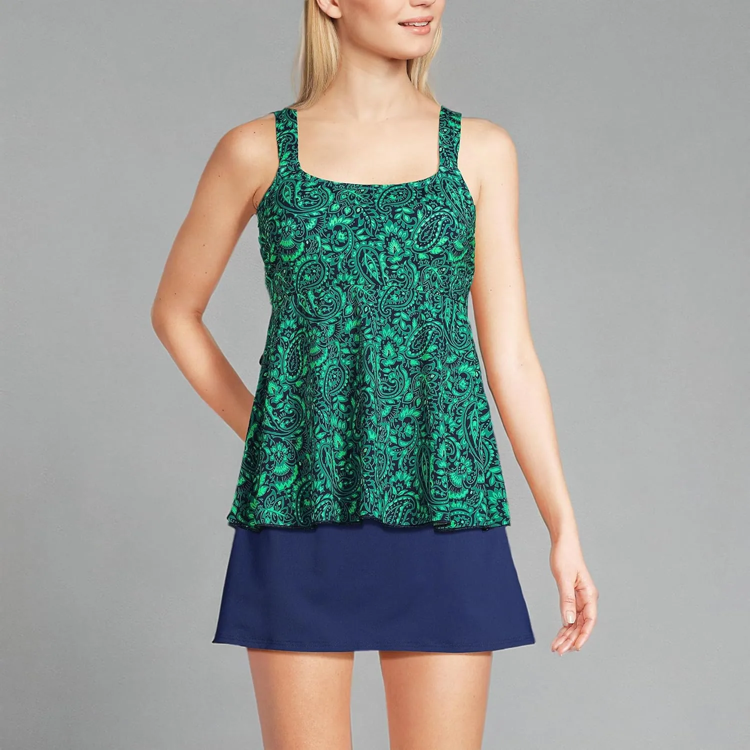 Lands' End Women's Adjustable Scoop Neck Flutter Tankini Top