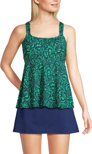 Lands' End Women's Adjustable Scoop Neck Flutter Tankini Top
