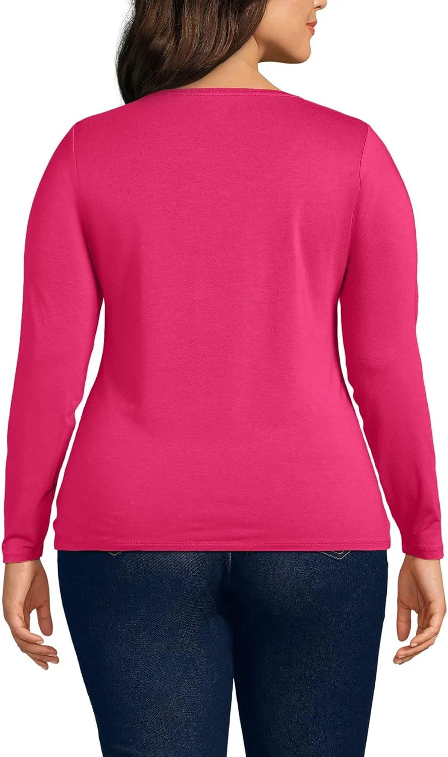 Lands' End Women's Long Sleeve Lightweight Jersey Scoop Neck T-Shirt