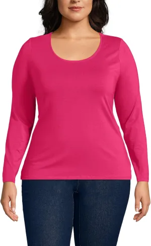 Lands' End Women's Long Sleeve Lightweight Jersey Scoop Neck T-Shirt