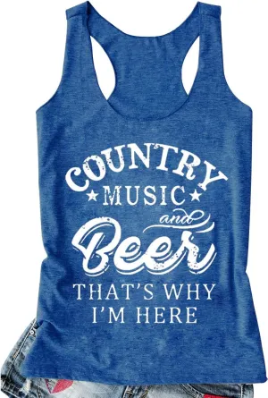LANMERTREE Summer Vintage Racerback Tank Top Women A Little Country A Little Hood Funny Country Sleeveless Shirt Tops