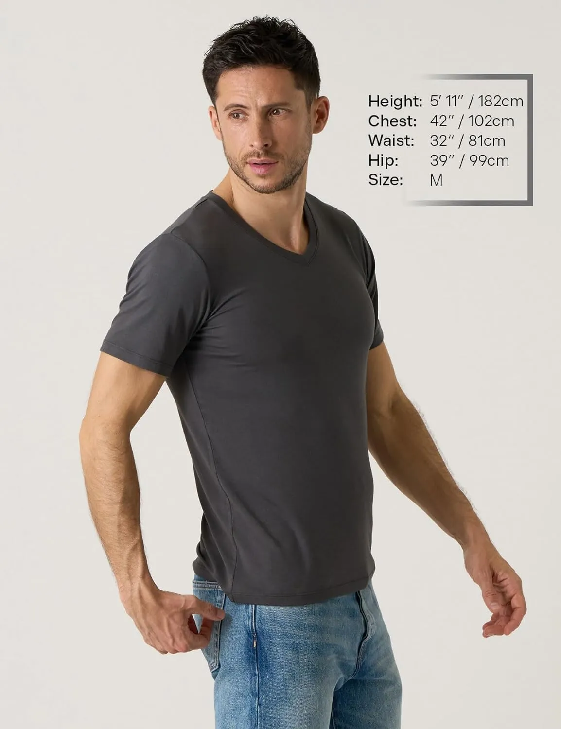 LAPASA Mens 2-Pack Micro Modal Tag-Free Short Sleeve T-Shirts Crew & V-Neck Solid Plain Regular-Fit Tee M07/M08