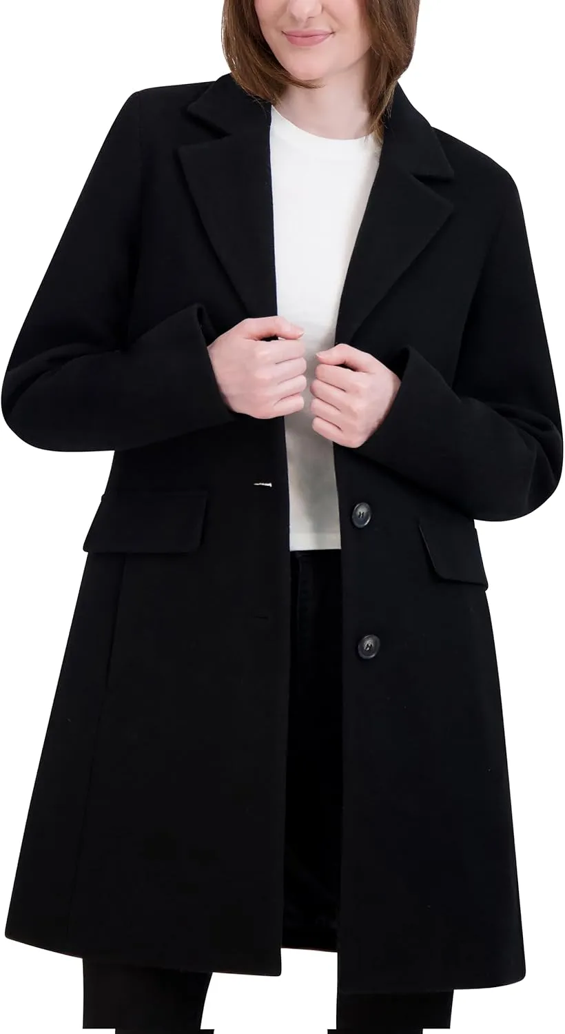Laundry by Shelli Segal Women's Faux Wool Coat with Notch Collar