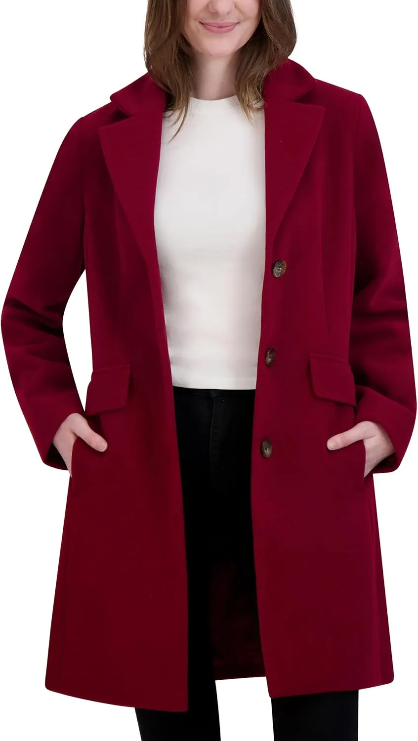 Laundry by Shelli Segal Women's Faux Wool Coat with Notch Collar