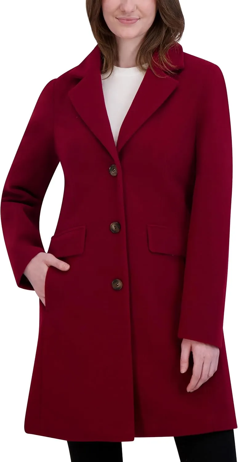 Laundry by Shelli Segal Women's Faux Wool Coat with Notch Collar
