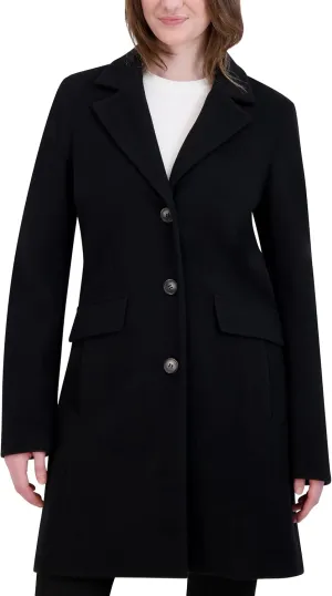 Laundry by Shelli Segal Women's Faux Wool Coat with Notch Collar