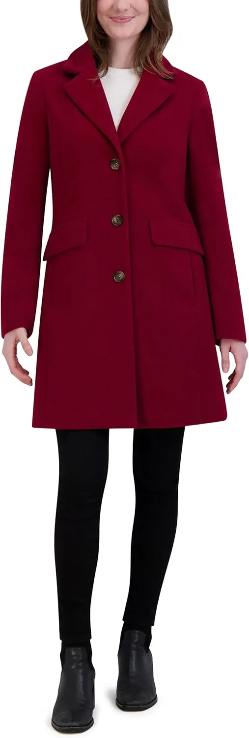Laundry by Shelli Segal Women's Faux Wool Coat with Notch Collar
