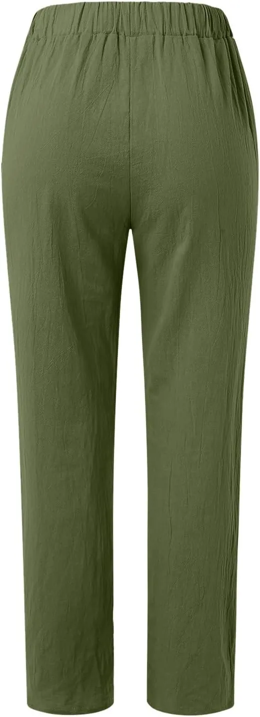 LCMTWX Casual Pants for Women with Pockets Loose Women Waist Pants Long Straight Women's Casual Pants Womens Clothing Black