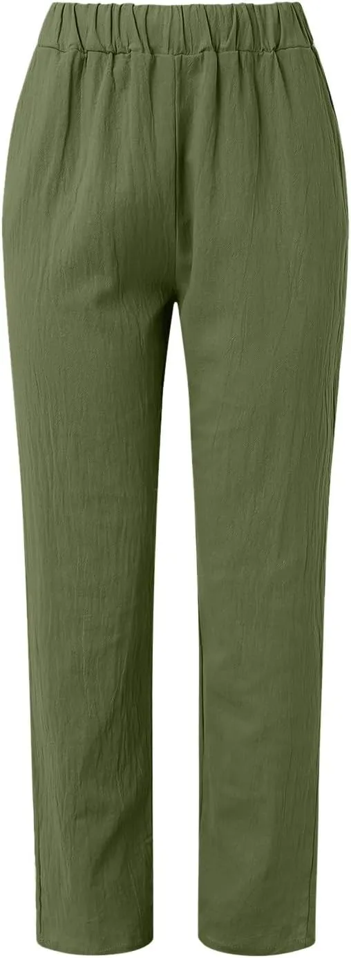 LCMTWX Casual Pants for Women with Pockets Loose Women Waist Pants Long Straight Women's Casual Pants Womens Clothing Black