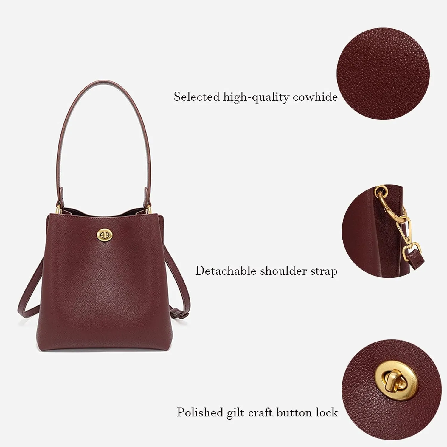 Leather Bucket Bag,Large Top Handle Crossbody Handbags and Purses