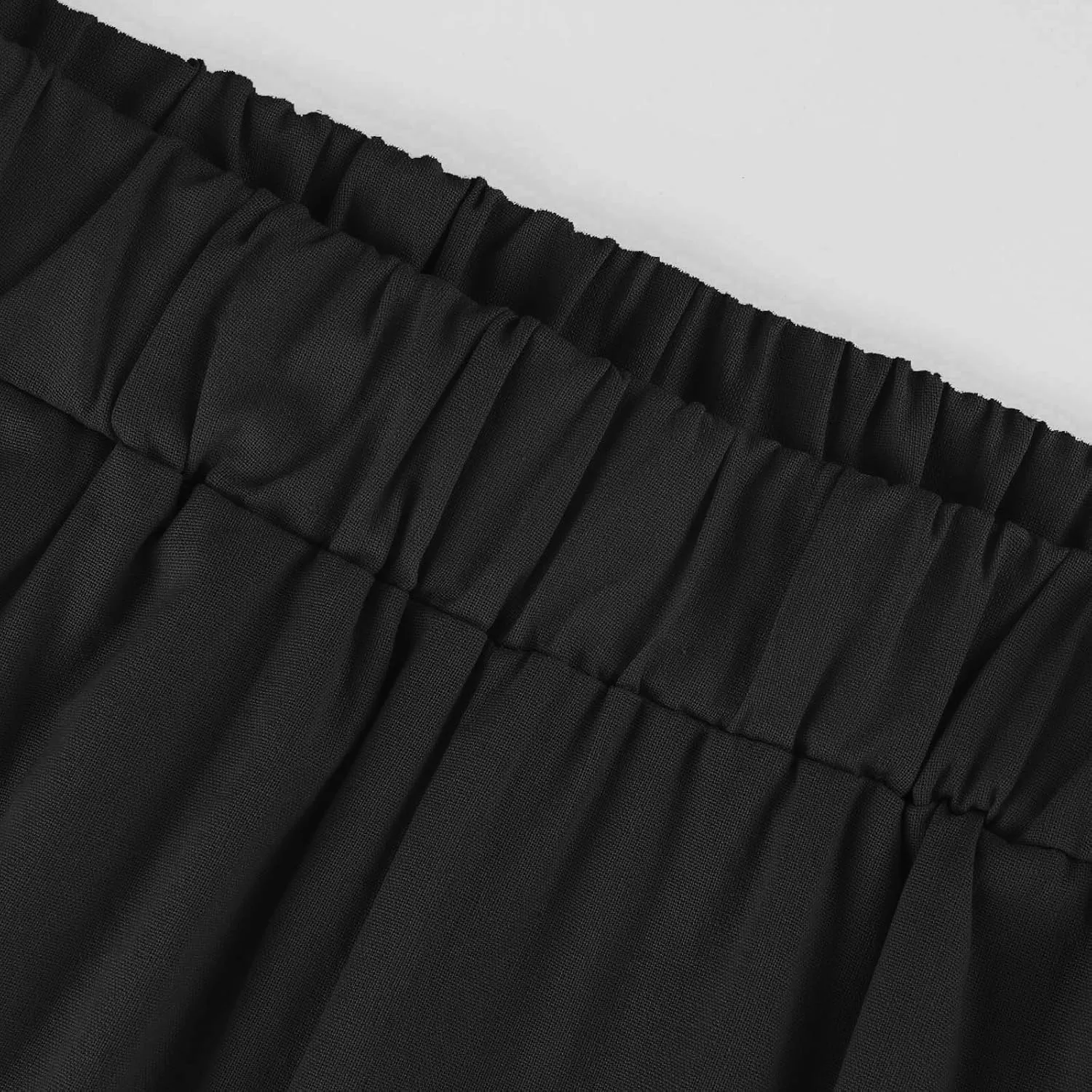 Linen Corp Pants for Women Casual Summer Gauze Plus Size Capris Elastic Waist Straight Leg Beach Pants with Pockets