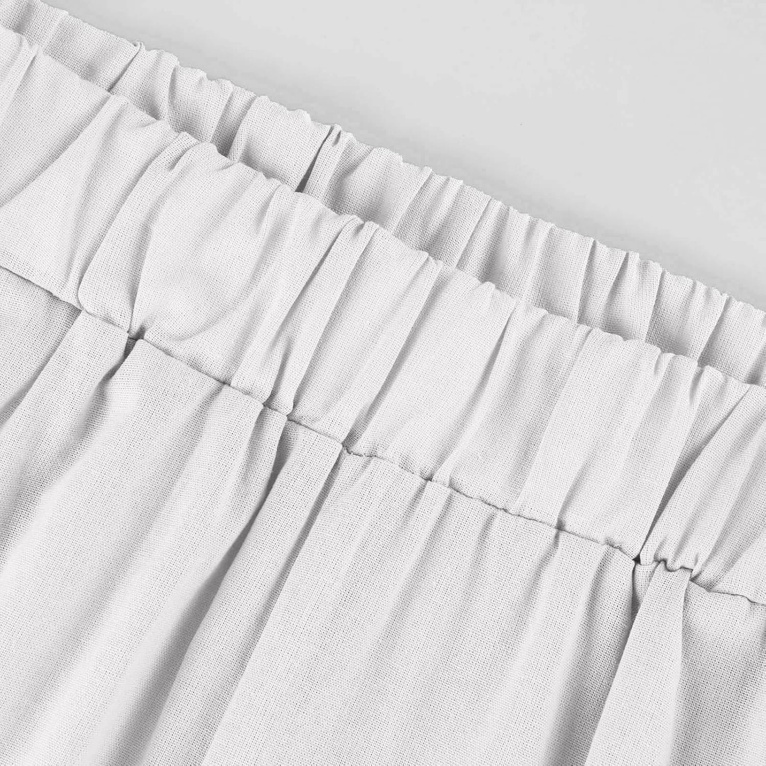 Linen Cropped Pants for Women Cotton High Waisted Wide Leg Pants Casual Summer Plus Size Beach Capris with Pockets