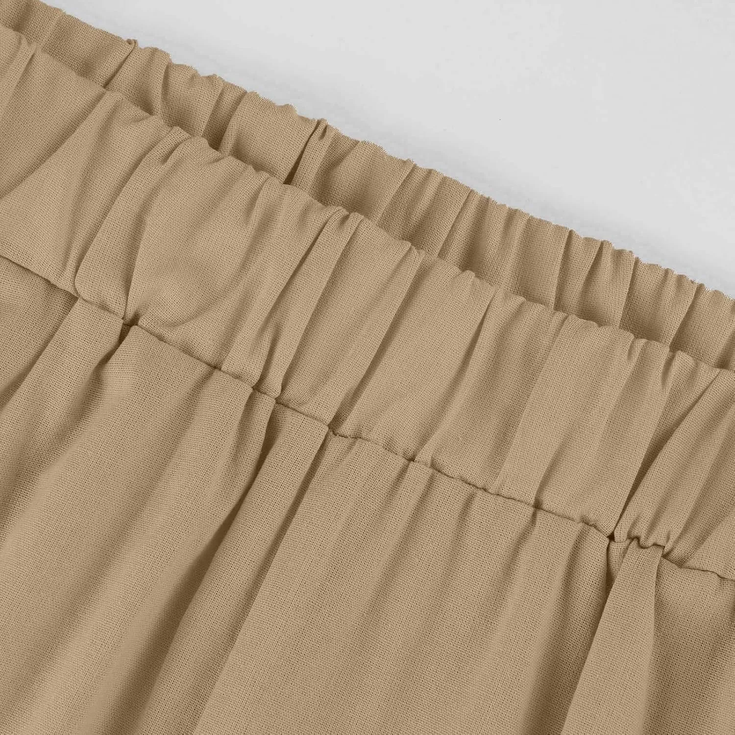 Linen Cropped Pants for Women Cotton High Waisted Wide Leg Pants Casual Summer Plus Size Beach Capris with Pockets