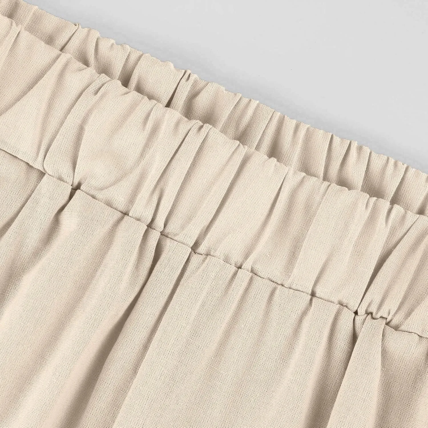 Linen Pants Women Plus Size Elastic Waist Straight Leg Crop Pants Casual Summer Capris with Pokcets Resort Wear 2025