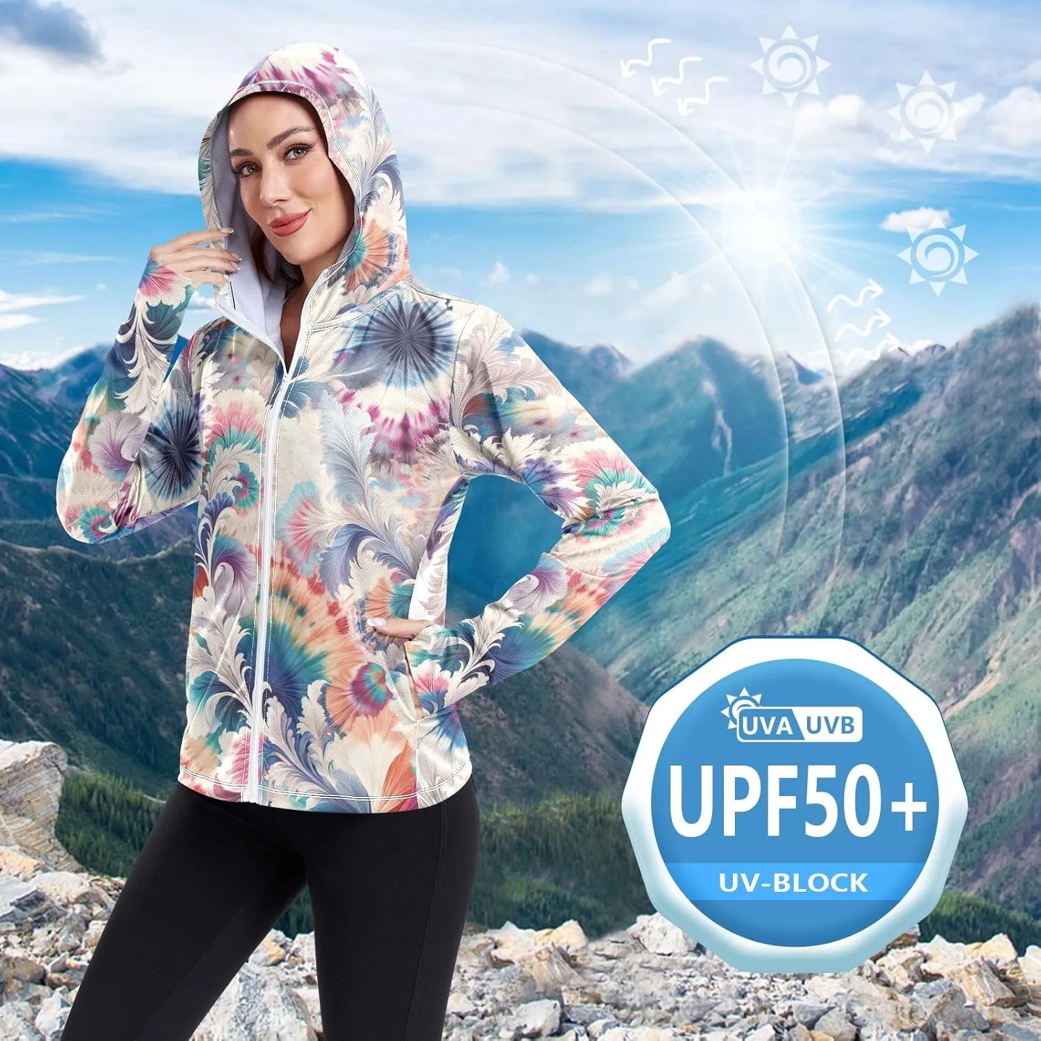 Lotus Womens UPF Hoodie UPF 50  UV Sun Protection Clothing Women's Hoodie Rash Guard