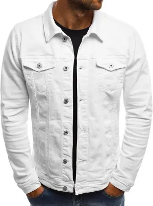 Lu's Chic Men's Shirt Jacket Soft Trucker Long Sleeve Cotton Shacket Fall Classic Button Casual Western